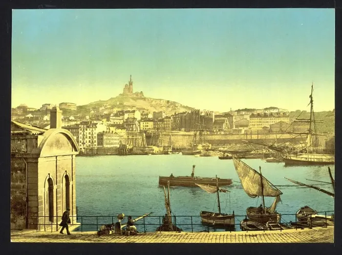 Framed Print : View of Notre Dame de la Garde and the Harbour