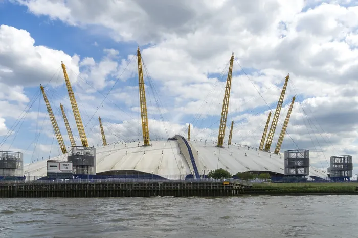 Framed Print : View of the O2 building from the River Thames