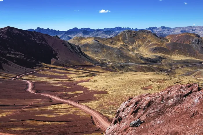 Framed Print : View of the Pachachani Valley, Rainbow Mountains