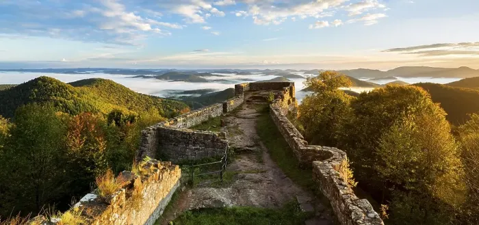 Framed Print : View of the Palatinate Forest from Wegelnburg Castle