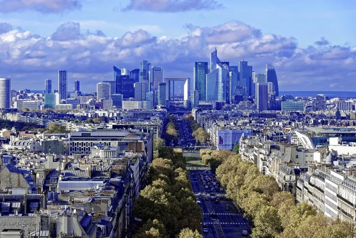Framed Print : View of Paris skyline with modern skyscrapers in the distance