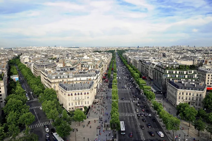 Framed Print : View over Paris with wide street and green trees Framed Print : View over Paris with wide street and green trees