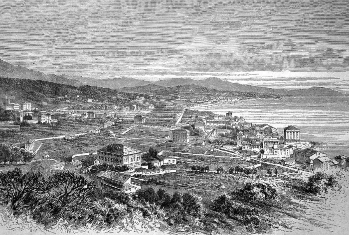 Framed Print : View of Pegli near Genoa in 1880