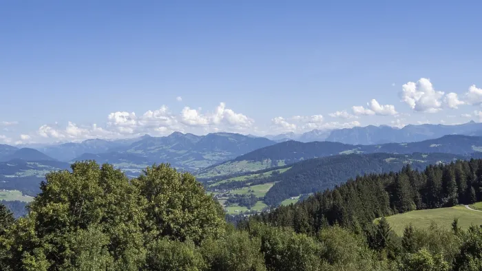 Framed Print : View from the Pfander into the Bregenzerwald and to Alpine peaks