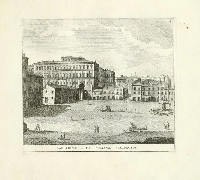 Framed Print : View of Piazza Berberini, near Palazzo Barberini
