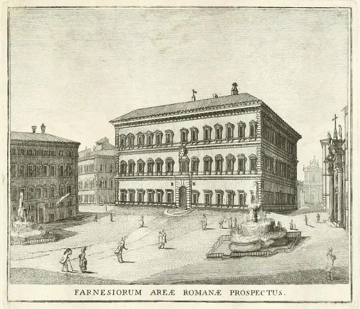 Framed Print : View of Piazza Farnese, historical Rome
