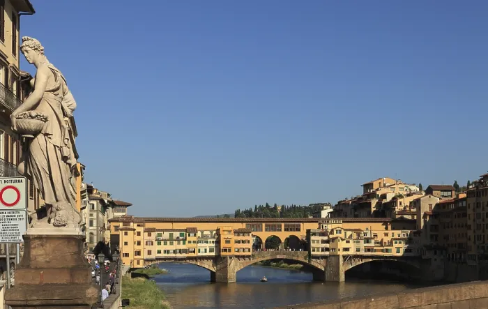 Framed Print : View of the Ponte Vecchio from the Ponte a Santa Trinita