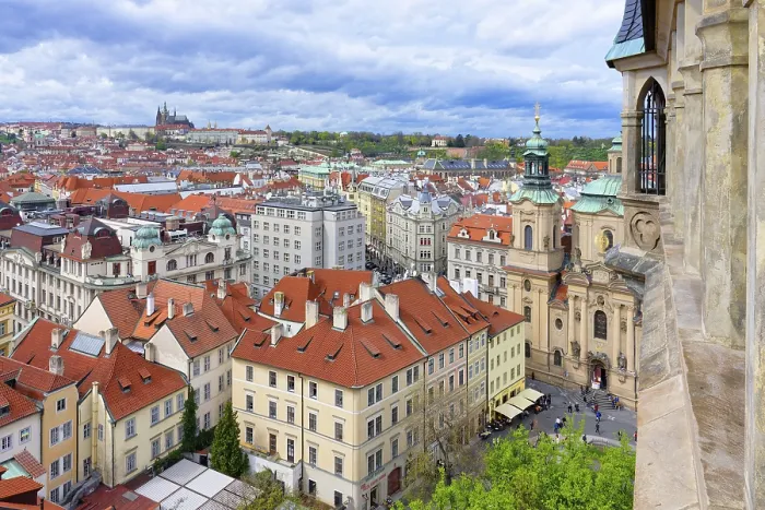 Framed Print : View over Prague city red roofs and Castle Framed Print : View over Prague city red roofs and Castle