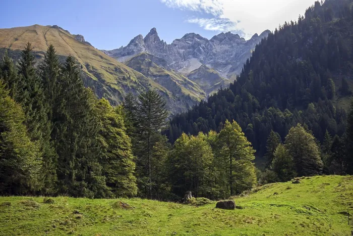Framed Print : View from the Rappenalp valley to Trettachspitze and Maedelegabel Framed Print : View from the Rappenalp valley to Trettachspitze and Maedelegabel