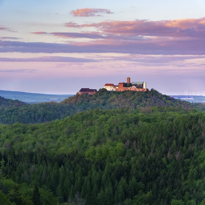 Framed Print : View from the Rennsteig to the Wartburg in the last evening light Framed Print : View from the Rennsteig to the Wartburg in the last evening light