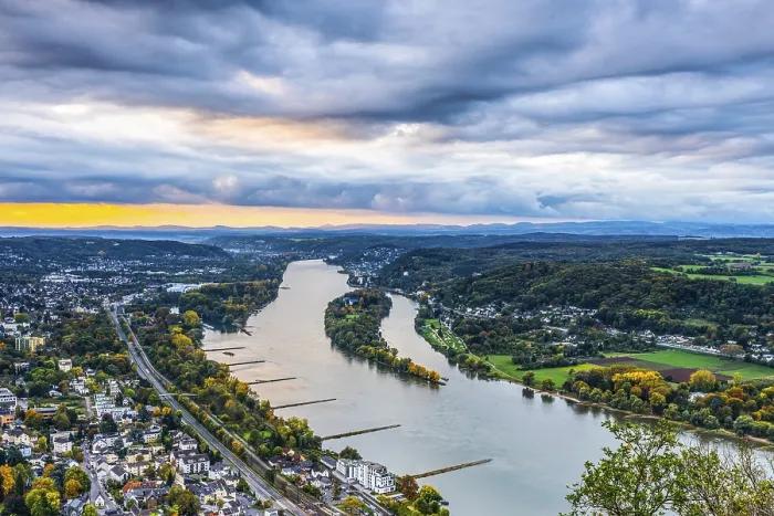 Framed Print : View of the Rhine from Drachenfels Framed Print : View of the Rhine from Drachenfels