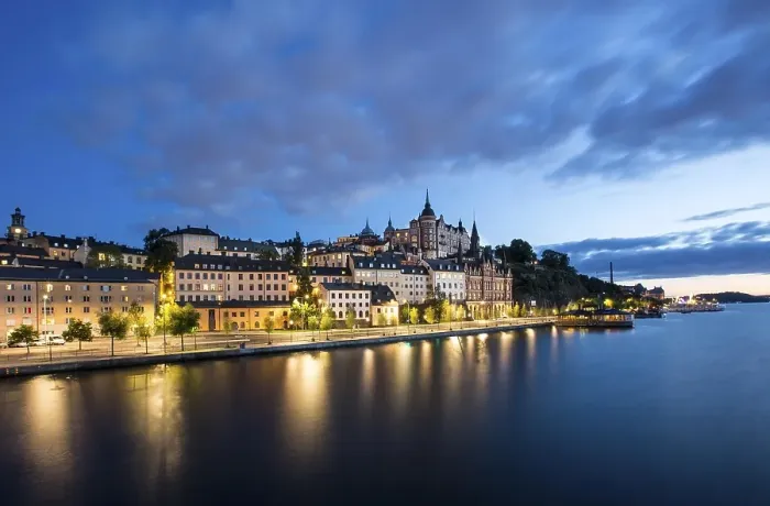 Framed Print : View from Riddarholmen island at dusk