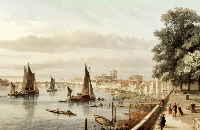 Framed Print : The view from the river terrace of Somerset House towards Westminster