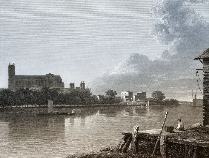 Framed Print : View from River Thames to Westminster Abbey