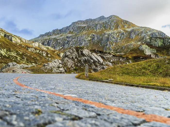 Framed Print : View of road Tremola to pass Gotthardpass