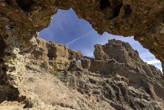 Framed Print : View through rock arch to another rock arch