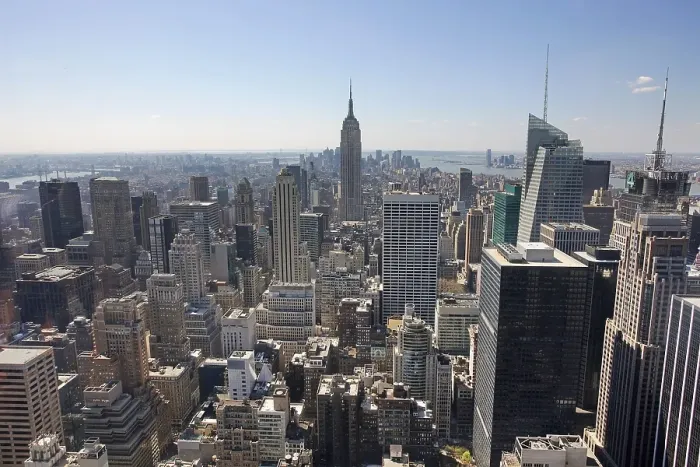Framed Print : View from Rockefeller Center over the skyline with the Empire State Building