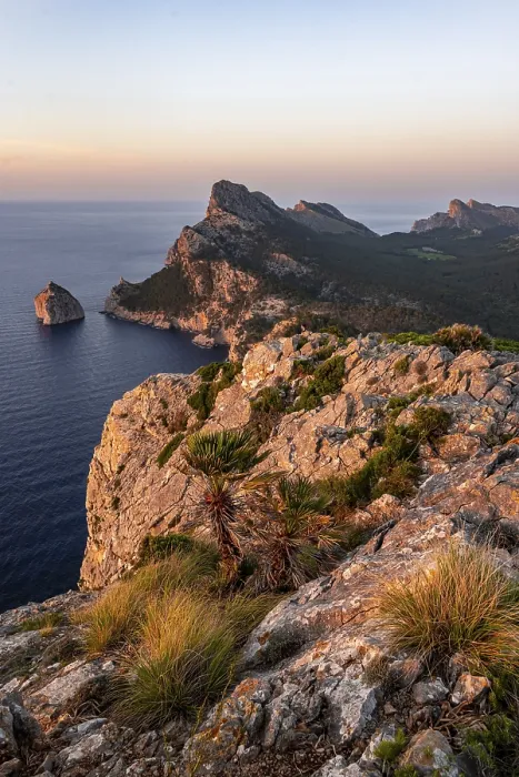 Framed Print : View of rocky cliffs and sea, Cap Formentor