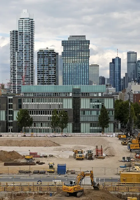Framed Print : View from a roof at the Galluswarte on the construction site on the old FAZ area