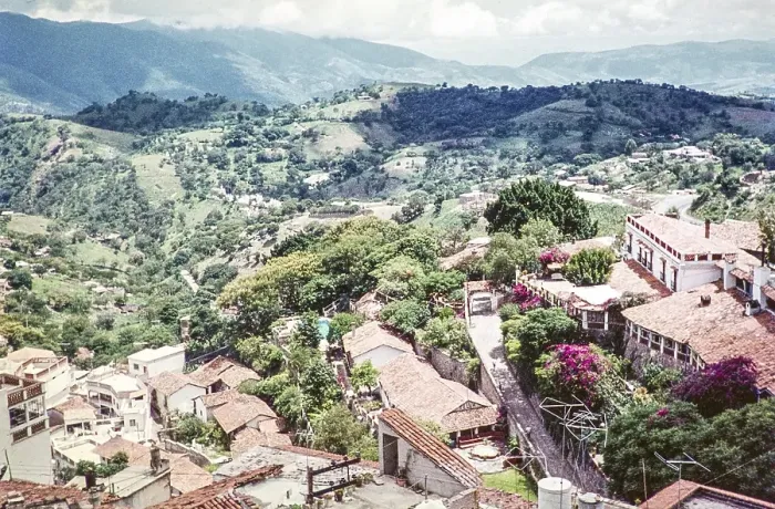 Framed Print : View over the roofs of the city to the countryside, Taxco, state of Guerrero, Mexico, 1961, Central America