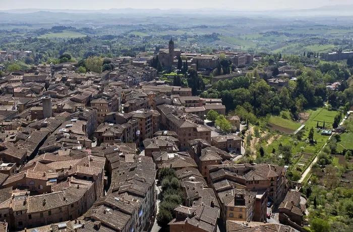 Framed Print : View of roofs in historic centre from Torre del Mangia