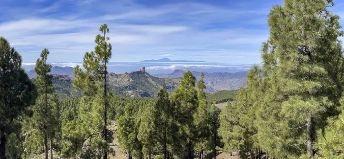 Framed Print : View of Roque Nublo and the Teide mountain peak on the neighbouring island of Tenerife