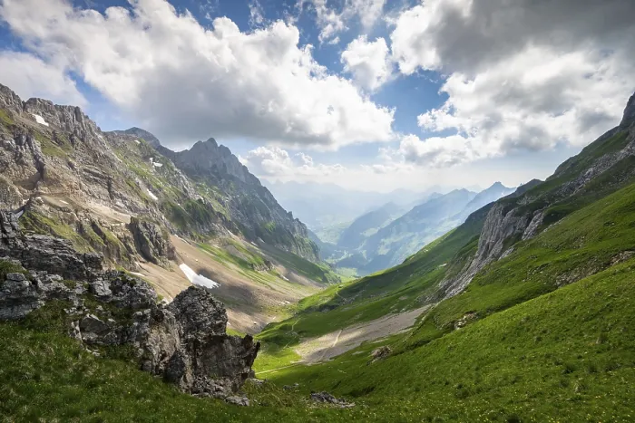 Framed Print : View from the Rotstein Pass in Alpstein to the Churfirsten Framed Print : View from the Rotstein Pass in Alpstein to the Churfirsten