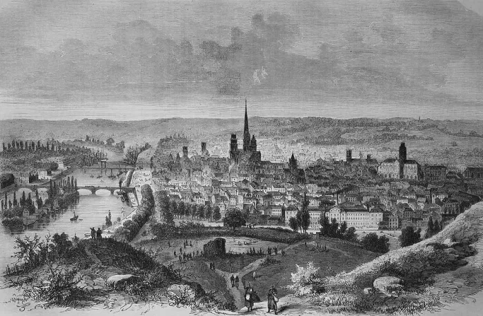 Framed Print : View of Rouen, 1870, Illustrierte Kriegschronik 1870 - 1871