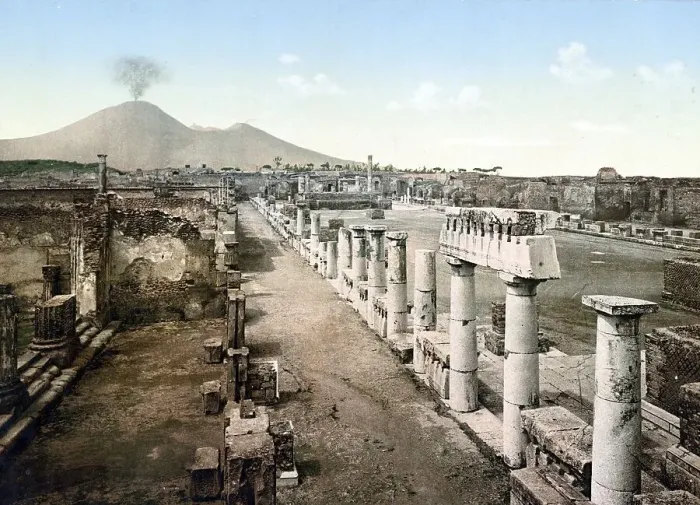 Framed Print : View from the ruins of Pompeii to Mount Vesuvius Framed Print : View from the ruins of Pompeii to Mount Vesuvius