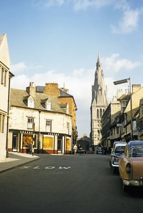 Framed Print : View of Saint Mary's Church from Castle Street, Stamford, Lincolnshire, England, Great Britain, early 1960s Framed Print : View of Saint Mary's Church from Castle Street, Stamford, Lincolnshire, England, Great Britain, early 1960s