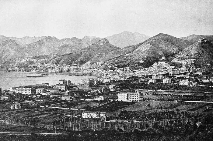 Framed Print : View of Salerno, Italy, photo from 1880