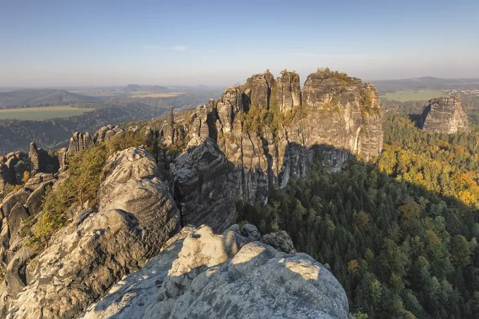 Framed Print : View to Schrammsteine, Elbe Sandstone Mountains