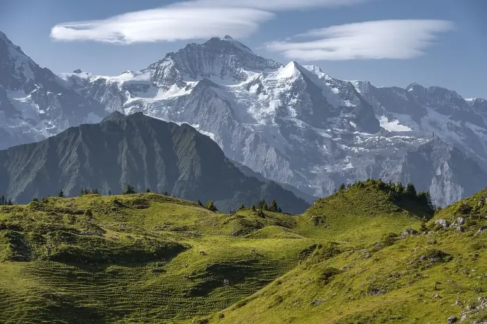 Framed Print : View from Schynige Platte, mountain top in the back