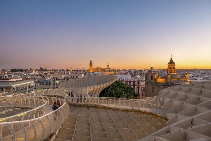 Framed Print : View over Sevilla from Metropol Parasol at sunset Framed Print : View over Sevilla from Metropol Parasol at sunset