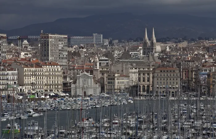 Framed Print : View from the south-west with St-Ferrol on the left and St-Vincent-de-Paul at the back on the right
