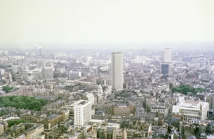 Framed Print : View southeast from the Post Office Tower towards Centre Point and Soho, central London, England, UK 1967