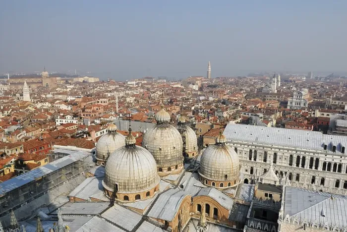 Framed Print : View of St Mark's Basilica as seen from St Mark's Campanile