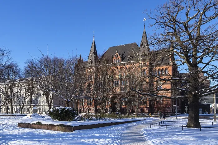 Framed Print : View of the Standehaus in winter in the Hanseatic city of Rostock View of the St