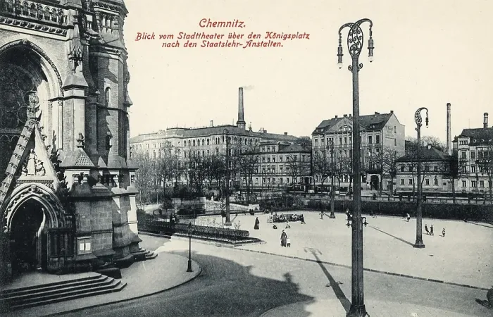 Framed Print : View from the State Theatre across Koenighsplatz to the State Teaching Institutes, 1911, Chemnitz, Saxony, Germany, digitally enhanced reproduction from a historical original, c. 1900, public domain, Europe