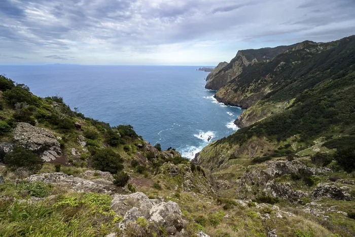 Framed Print : View of steep cliffs and mountains overgrown with forest Framed Print : View of steep cliffs and mountains overgrown with forest