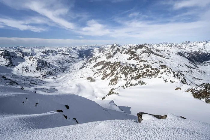 Framed Print : View from the summit of Piz Grialetsch in winter