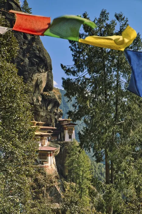 Framed Print : View of Taktshang Monastery through prayer flags Framed Print : View of Taktshang Monastery through prayer flags