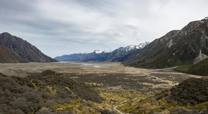 Framed Print : View of the Tasman River valley Framed Print : View of the Tasman River valley