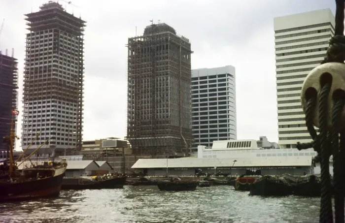 Framed Print : View from Telok Ayer Basin, construction of high-rise skyscrapers, Shenton Way, Singapore, south east Asia c 1972 - left to right, UIC Building 1973, Shenton House 1973, Shing Kwan House 1973, Robina House 1971, Asia Framed Print : View from Telok Ayer Basin, construction of high-rise skyscrapers, Shenton Way, Singapore, south east Asia c 1972 - left to right, UIC Building 1973, Shenton House 1973, Shing Kwan House 1973, Robina House 1971, Asia