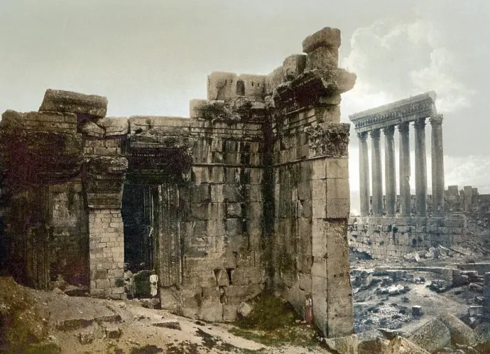 Framed Print : View of two temples, Baalbek, Holy Land