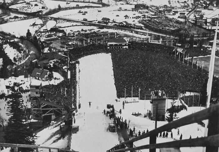 Framed Print : View from the tower of the big Olympic ski jump