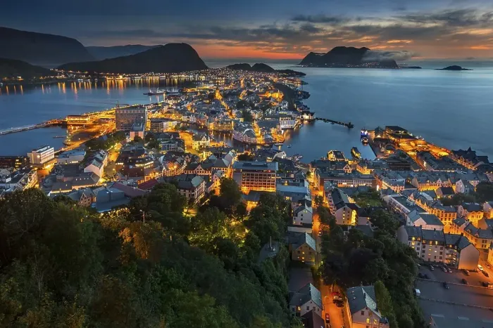 Framed Print : View of the town of Alesund from Aksla hill Framed Print : View of the town of Alesund from Aksla hill