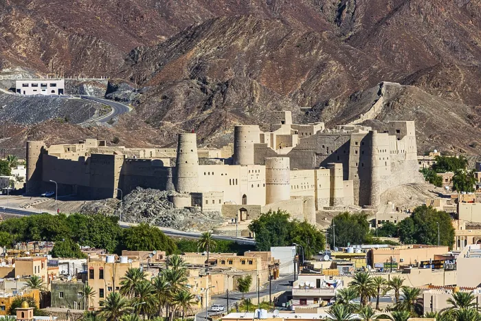Framed Print : View of the town of Bahla, with the clay fortress of Hisn Tamah in the background Framed Print : View of the town of Bahla, with the clay fortress of Hisn Tamah in the background