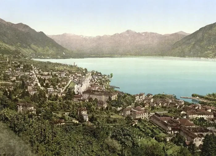 Framed Print : View of the town of Locarno in Ticino in Switzerland