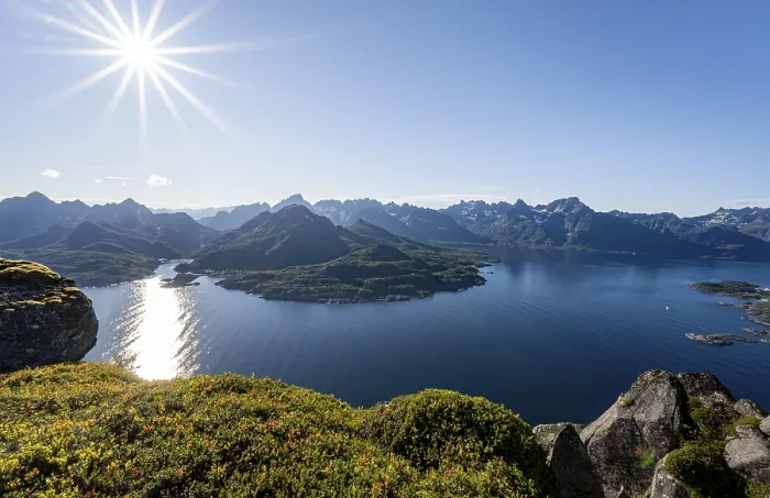 Framed Print : View of Ulvagsundet fjord and mountains